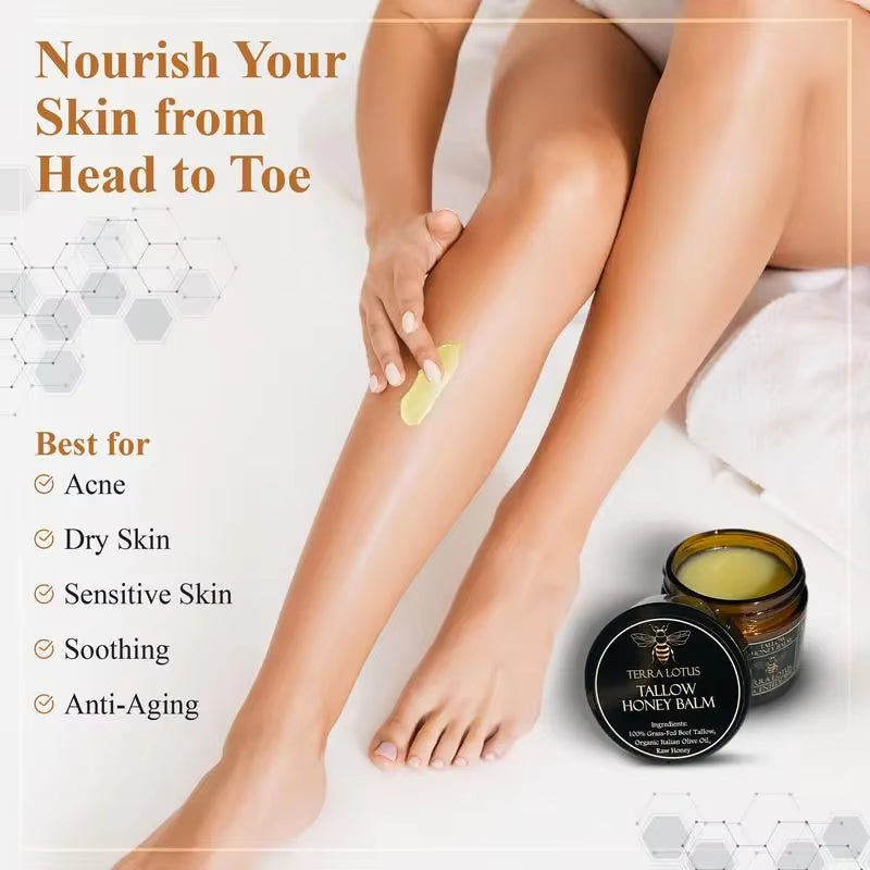 Tallow Honey Balm™ Organic Beef Tallow & Raw Honey Moisture Balm