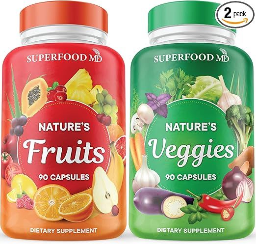 Superfood Fruits and Veggie Capsules - Overall Health and Energy - for Men and Women