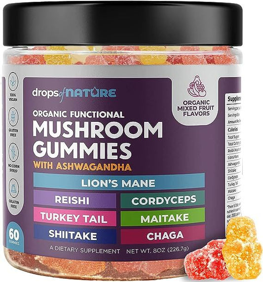 Premium Organic Mushroom Multi-Complex Gummies for Memory and Focus